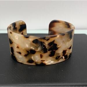 Faux Acrylic Light Tortoise Shell Cuff Bangle Bracelet